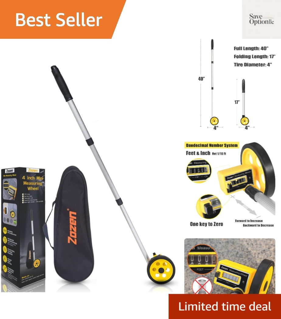 Measuring Wheel in Feet and Inches, Scalable Length 40in, 4-inch Measure Whee...