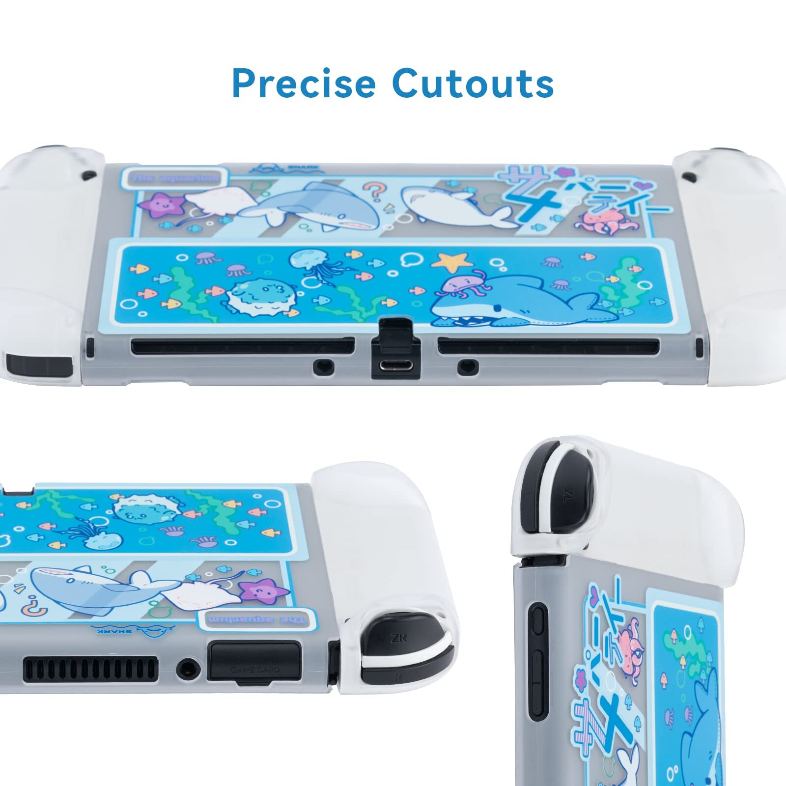 GeekShare Protective Case for Nintendo Switch OLED Hard Shell Clear Case Shark