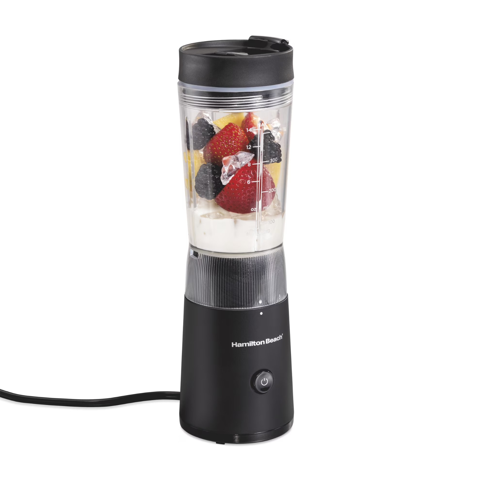 Hamilton Beach Personal Blender 14 oz BPA-Free Travel Jar 300W Black