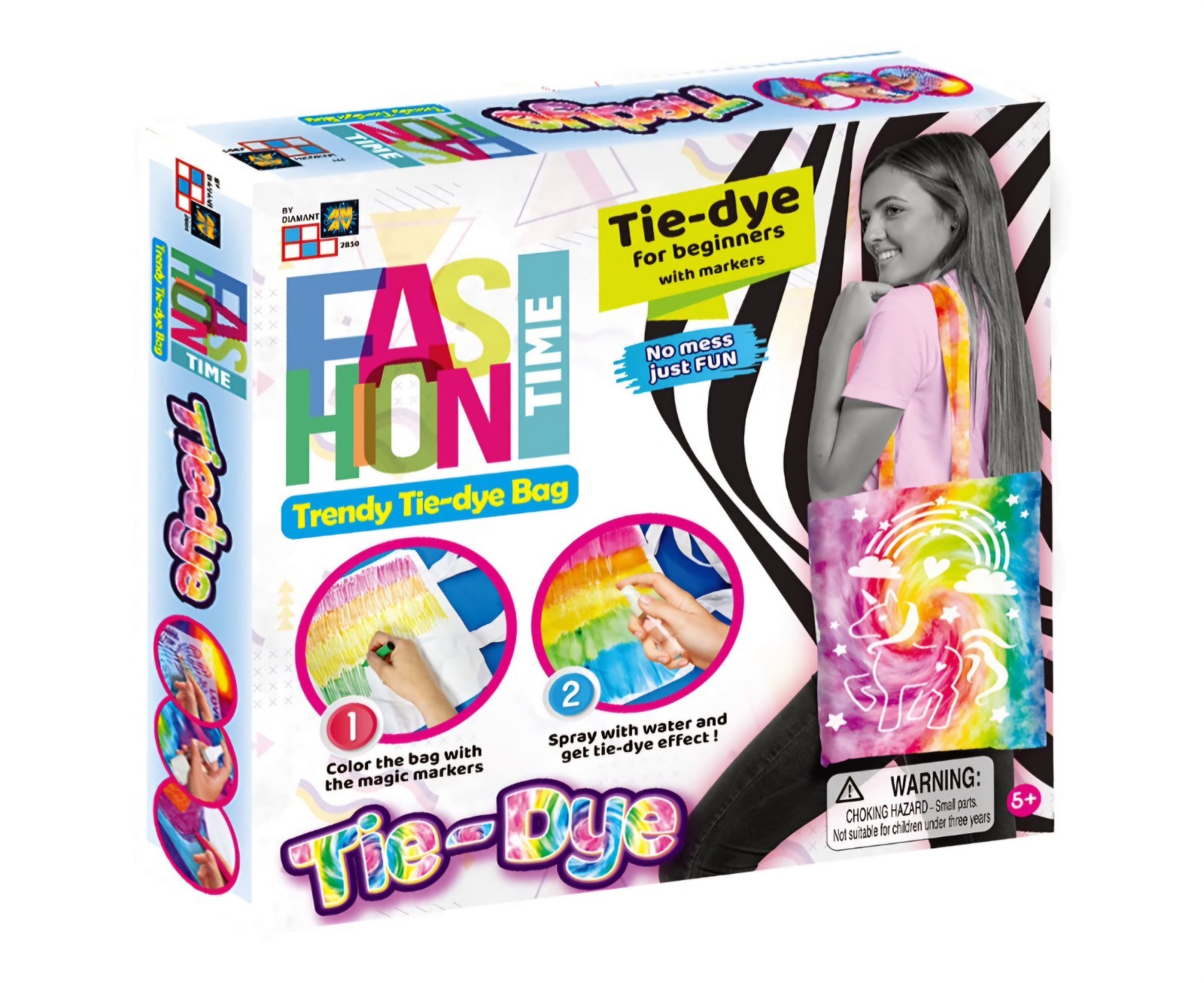 Tie-Dye Fashion Tote Bag Kit Amav Toys Fashion Time Trendy Tie-Dye Bag  ~ NEW
