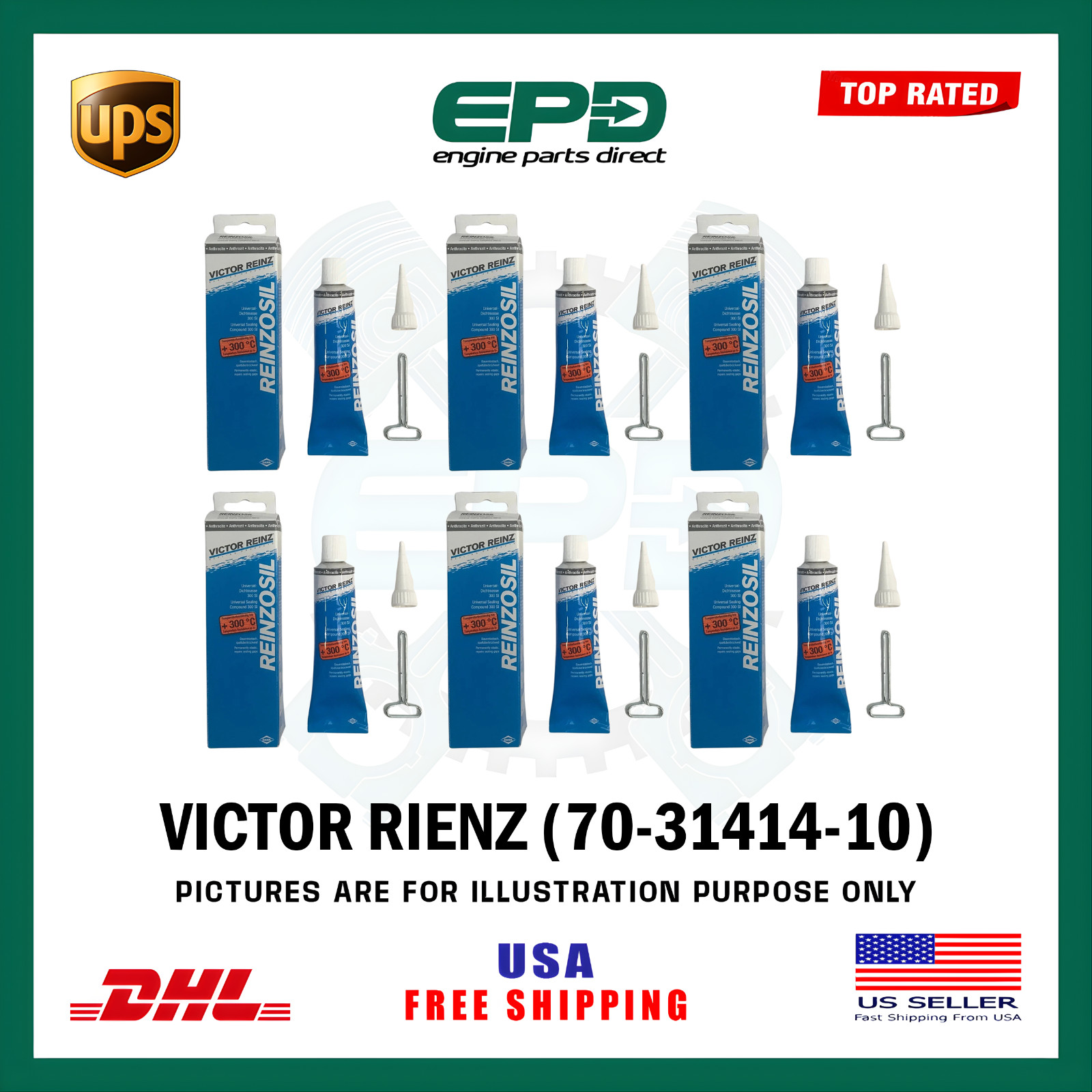 x6 Victor Reinz 70-31414-10 REINZOSIL RTV GASKET SILICONE SUMP SEALANT 70ml
