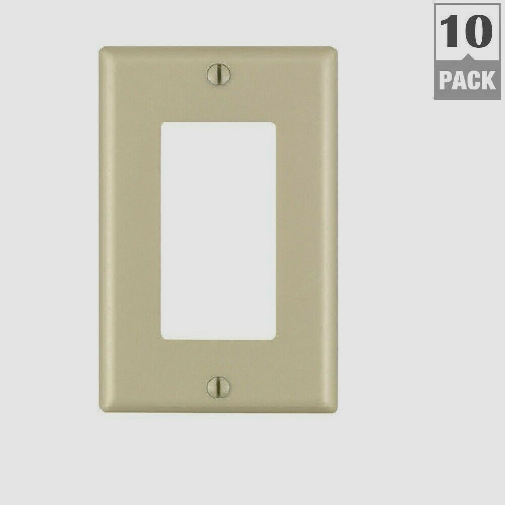 LEVITON Ivory Plastic GFCI/Rocker WALL PLATE 1 Gang 10 PACK 80401-IMP