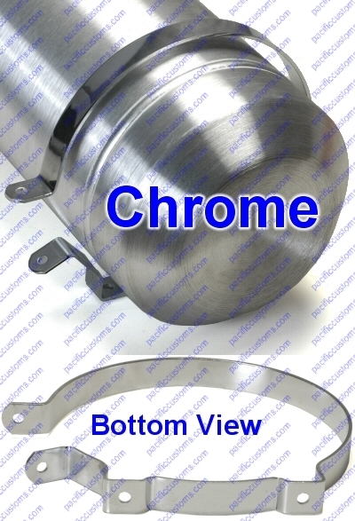 Chrome Spun Aluminum Gas Tank Brackets 8 Inch Round Strap Pair