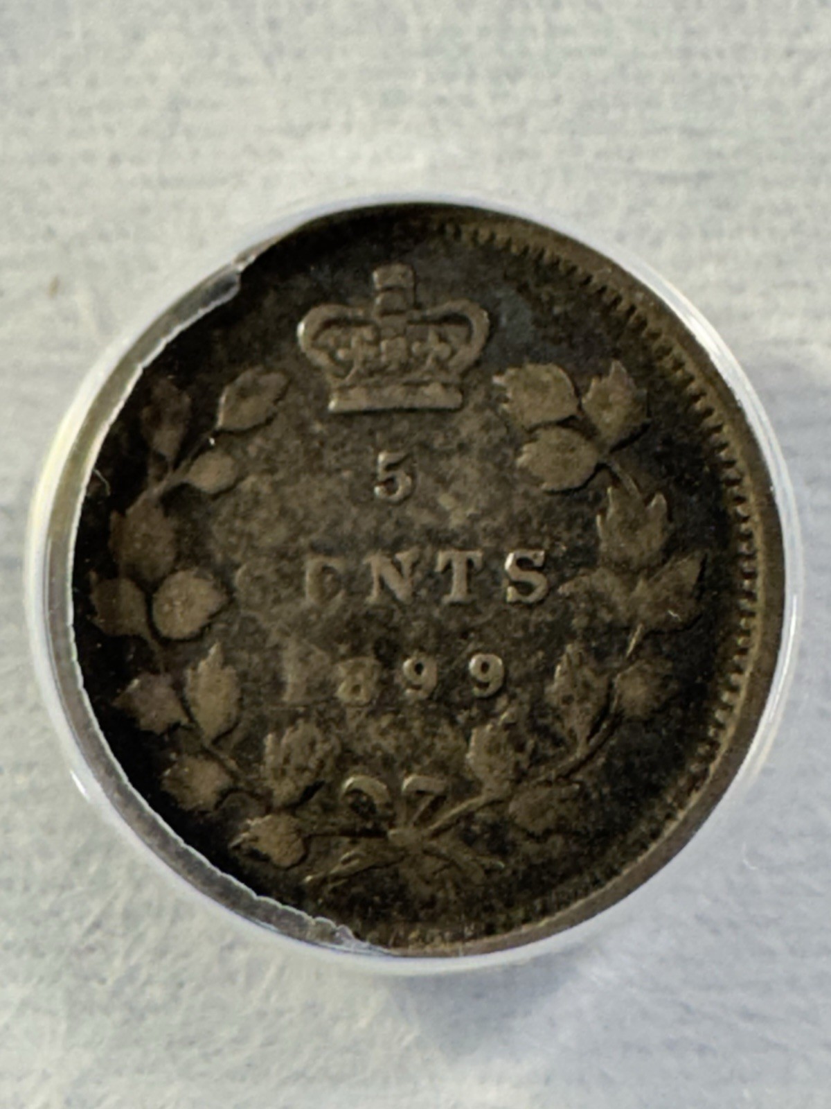 1899 Canada 5 Cents Small Silver Coin Graded F 12 by ANACS