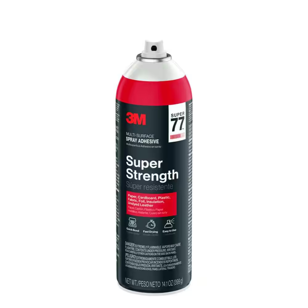 3M Super 77 Multi-Surface Spray Adhesive, 14.1 Oz., Low VOC, Quick Bond, Fast Dr