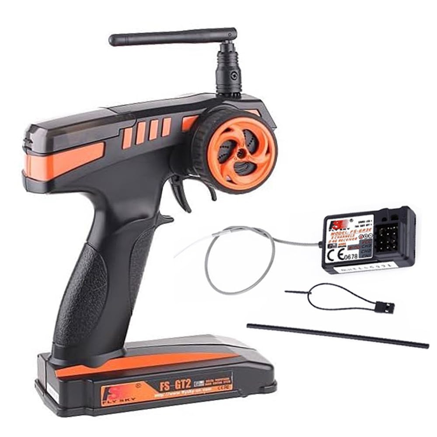 Flysky FS-GT2 RC Transmitter with FS-GR3E Receiver, 2.4GHz 2 Channel Digital ...