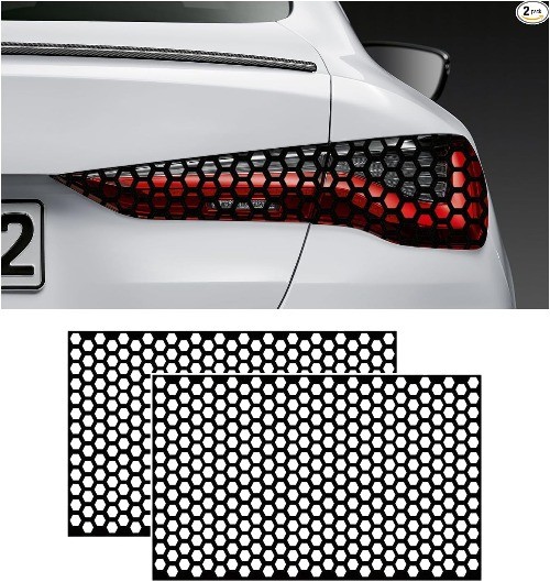 2PCS Universal DIY Self-Adhesive Honeycomb Taillight Tint  Color: Bright Black