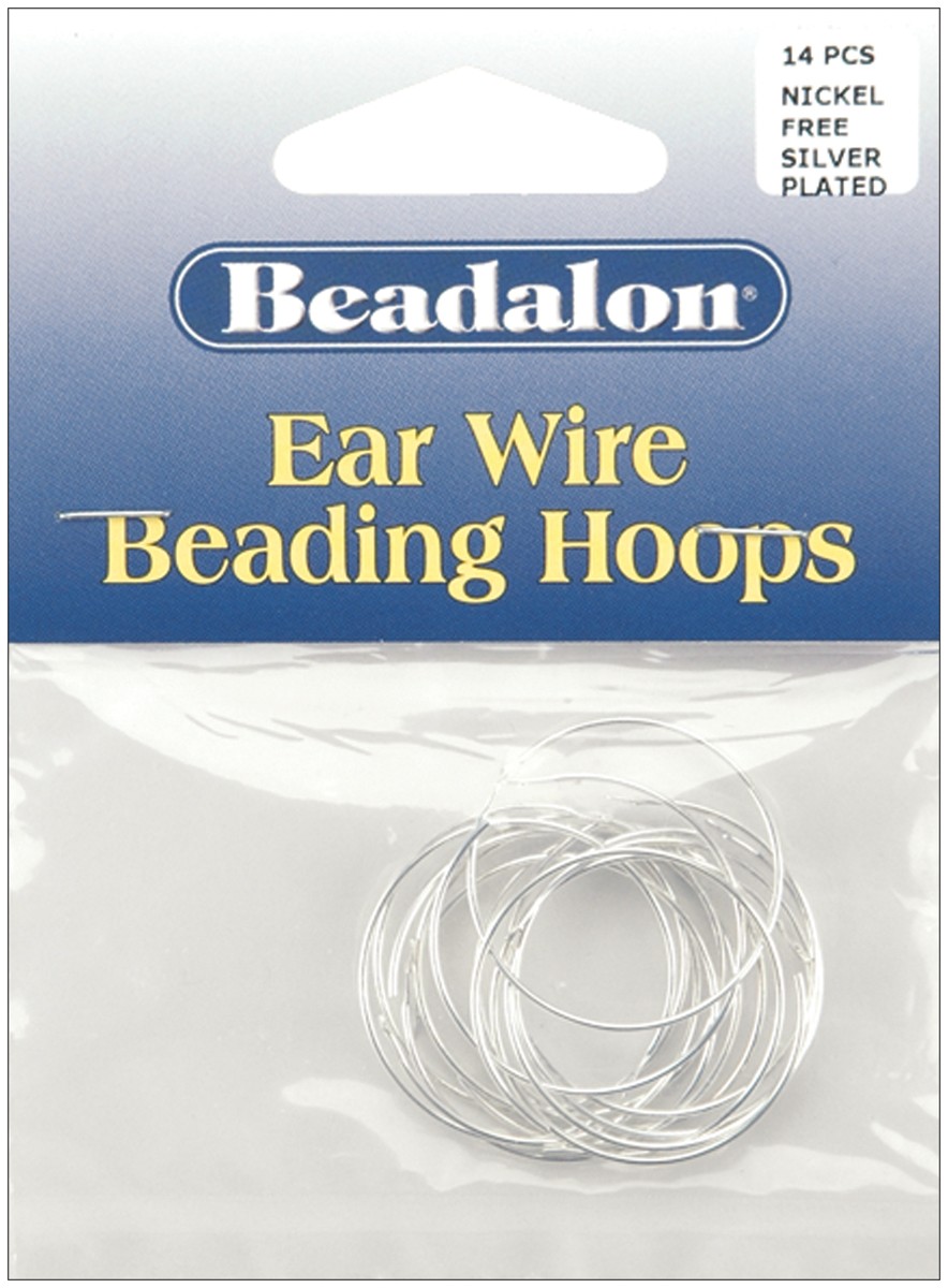 Ear Wire Beading Hoops Medium 25mm 14/Pkg Silver-Plated & Nickel-Free