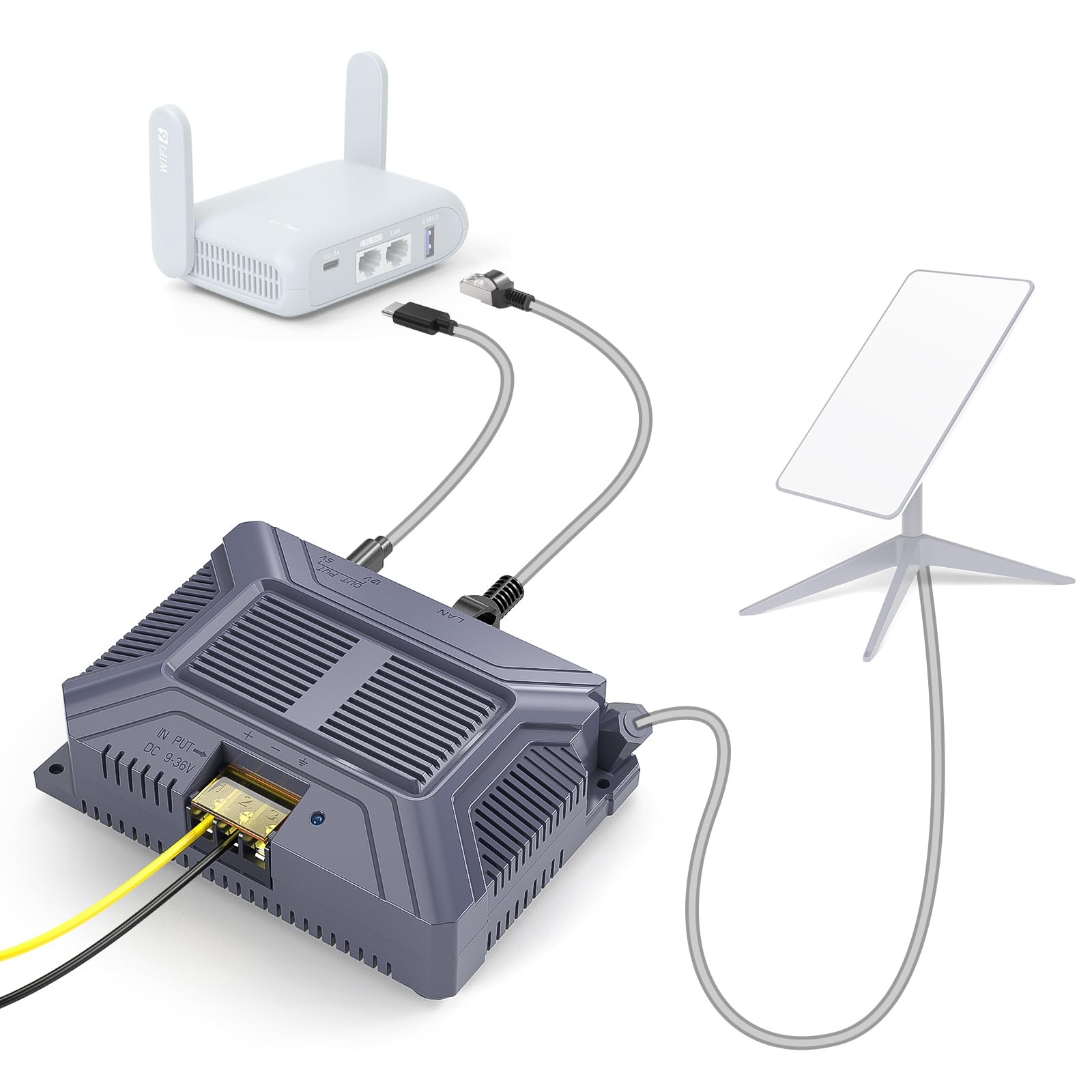Starlink V2 PoE Injector 180W 5-in-1 GigE Passive USB Type-C SPX Adapter Grey