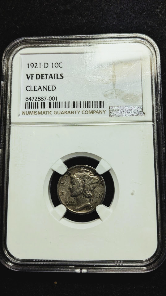 KEY DATE * 1921-D MERCURY DIME * VERY FINE DETAILS * CLEANED * TAKE A LOOK