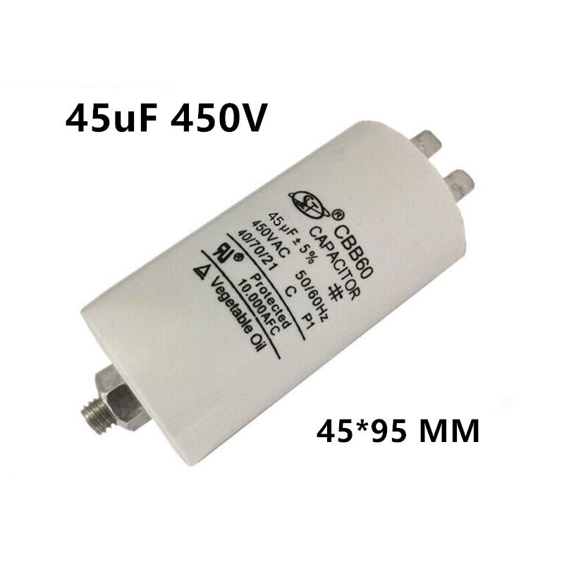 CBB60 45UF 45MFD 450V AC MOTOR START RUN CAPACITOR ,BOTTOM STUD MOUNT