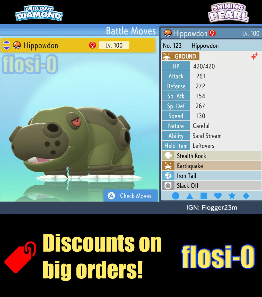 6IV Shiny Hippowdon Pokemon Brilliant Diamond and Shining Pearl