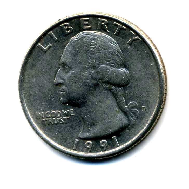 1991 D Washington Quarter Copper Average Circulated  25 Cent U.S Nice Coin #7685