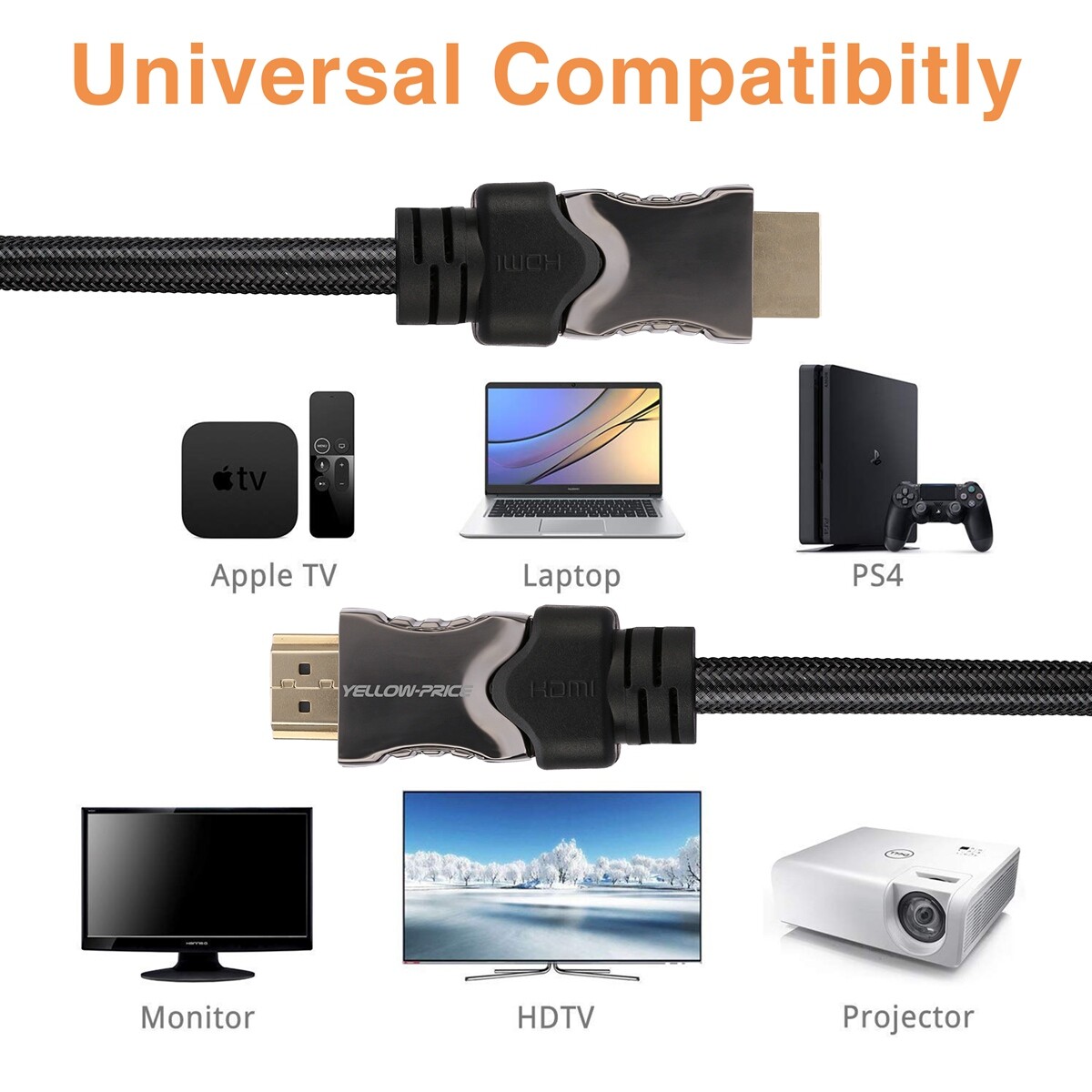 Ultra 8K HDMI Cable - 6 Feet - Black | High Speed, 48Gbps, Dynamic HDR, eARC Lot