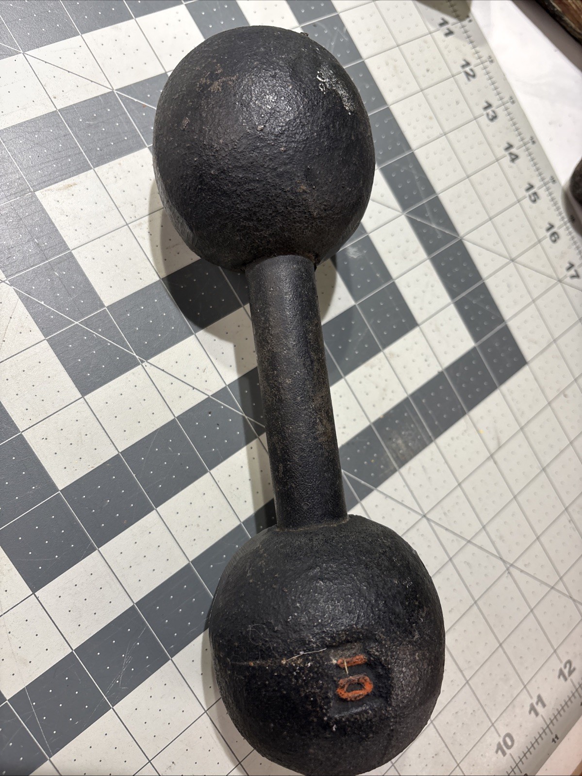 Antique Dumbbell 10# Cast Iron Actual Weight 10 Lbs. 10 Oz.