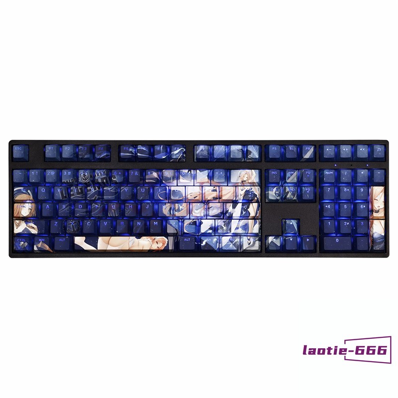 108 Keys Azur Lane Lexington II Keycaps Dye-sub PBT New for Cherry MX Keyboard