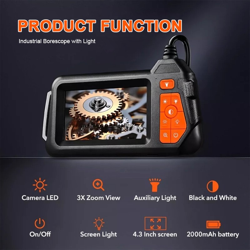10M 4.3inch LED Industrial Endoscope Borescope 5.5mm Inspection Camera IP67
