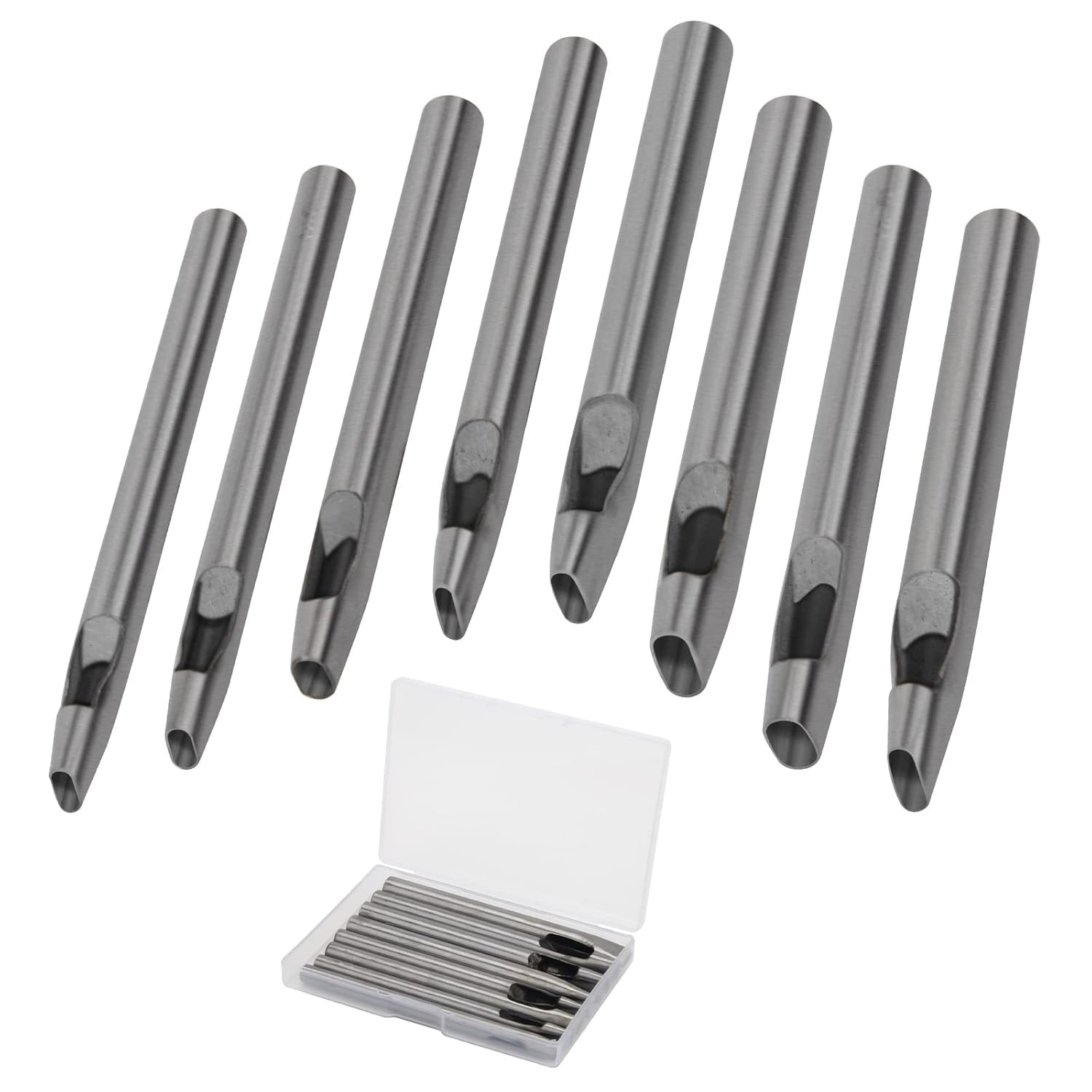 Juego de perforadoras ovaladas para cuero 8 tamanos 2 mm 5 mm para cinturon