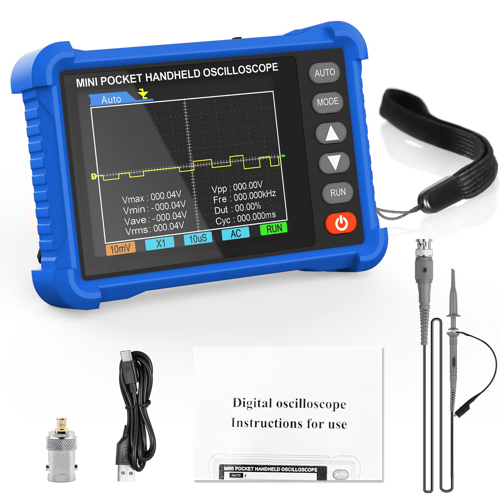 Handheld Mini Oscilloscope 500kHz/250kHz 2.5MS/s Portable Digital Oscilloscope