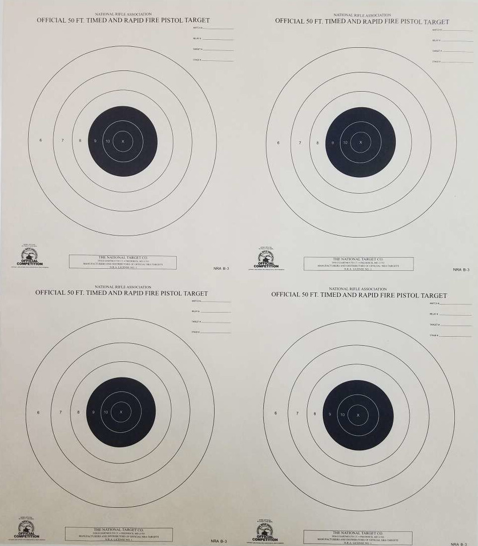 (25 PACK) B-3/4 Official 50 Ft Timed & Rapid Fire Target, 21" x 24" Color Choice