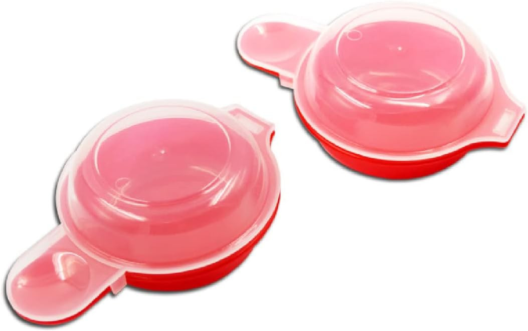 HORNO Easy Microwave Egg Cooker/Poacher,Set of 2 Red and clear