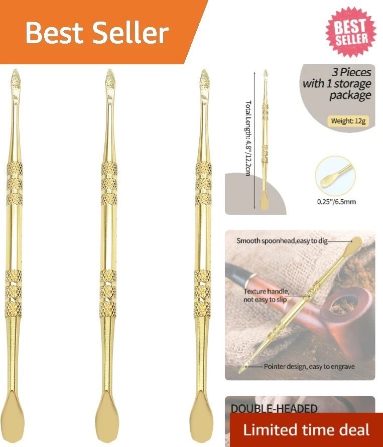 3PCS Stainless Steel Sculpting Tools Set with Comfortable Grip - Gold Finish