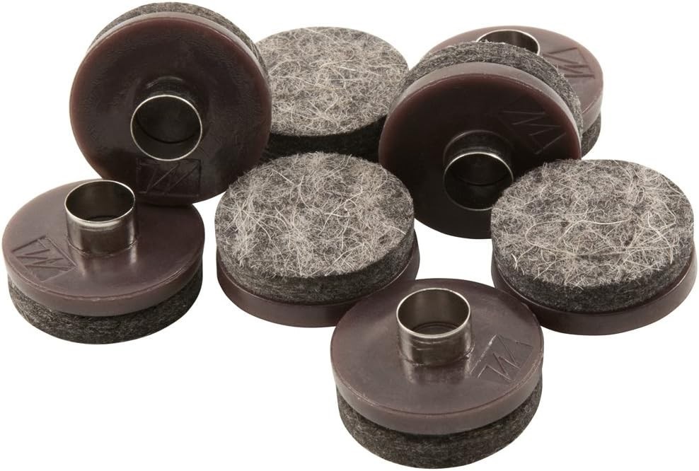Protective 7/8" Round Nail-On Heavy Duty Felt Pads for Wood Furniture, 8 Pack
