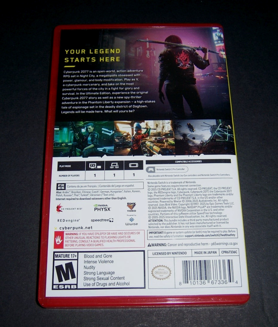 Cyberpunk 2077 - Nintendo Switch 2 BOX CASE ONLY Authentic OEM