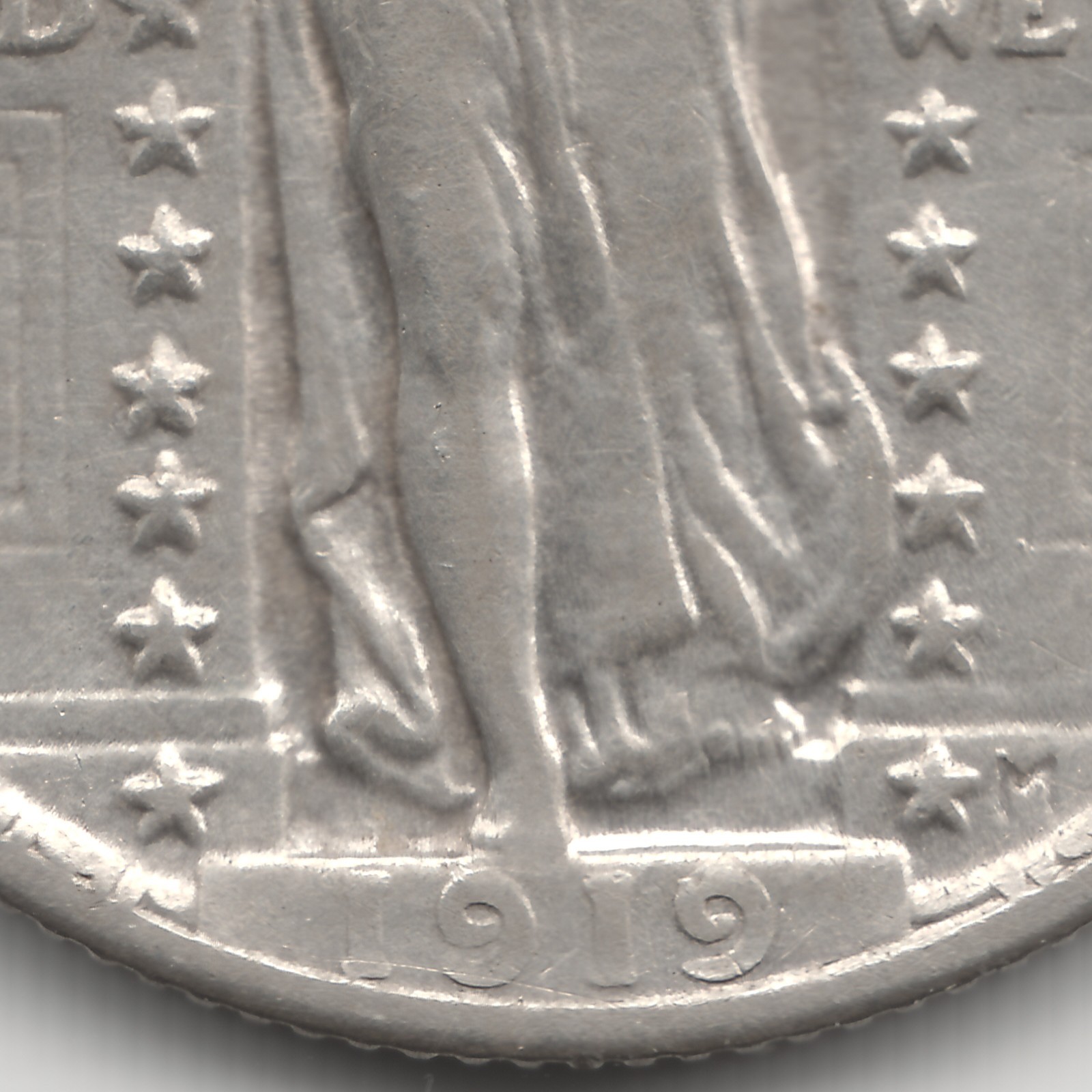 1919 Standing Liberty Quarter, AU, scratched