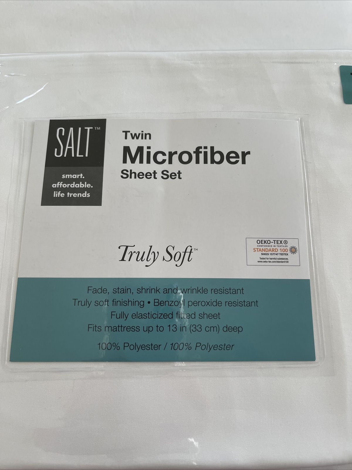 SALT Twin Microfiber Sheet Set in White | New Original Package