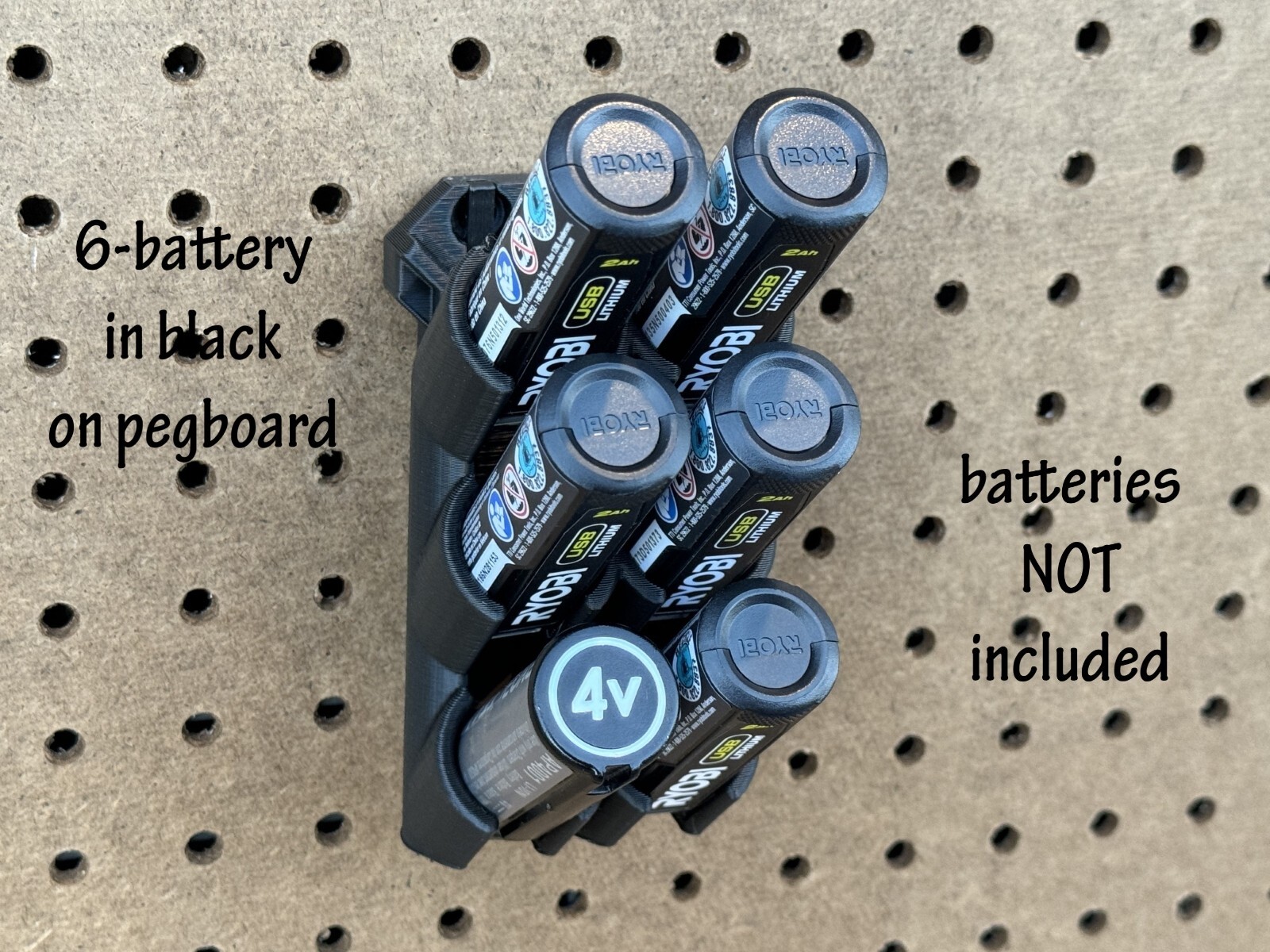 Ryobi USB Lithium or TEK4 Battery Holder Garage, shop, mancave, organizer tool