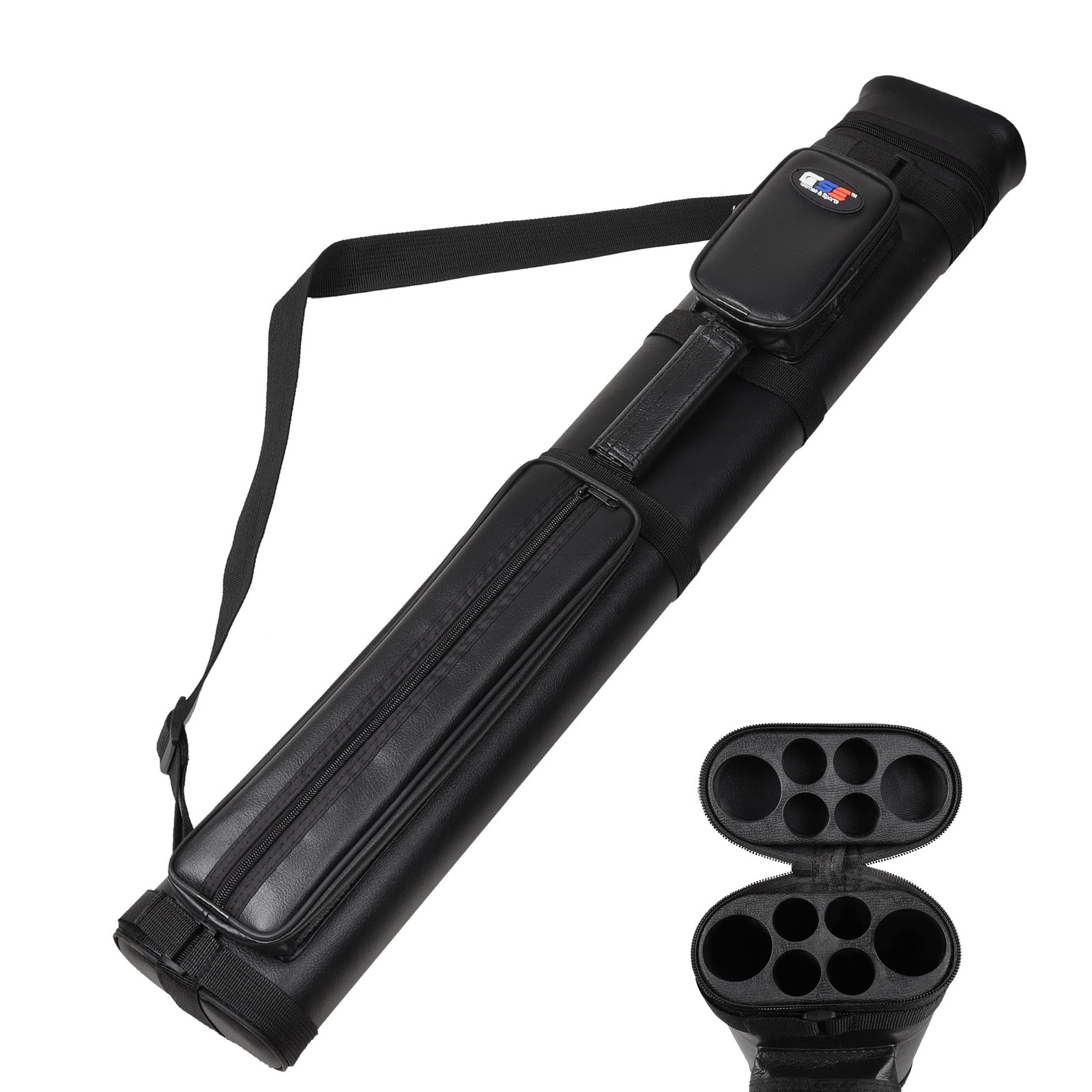 2x4 Hard Pool Cue Case, Billiard Stick Carrying Case for 2 Sticks, Holds 2 Bu...