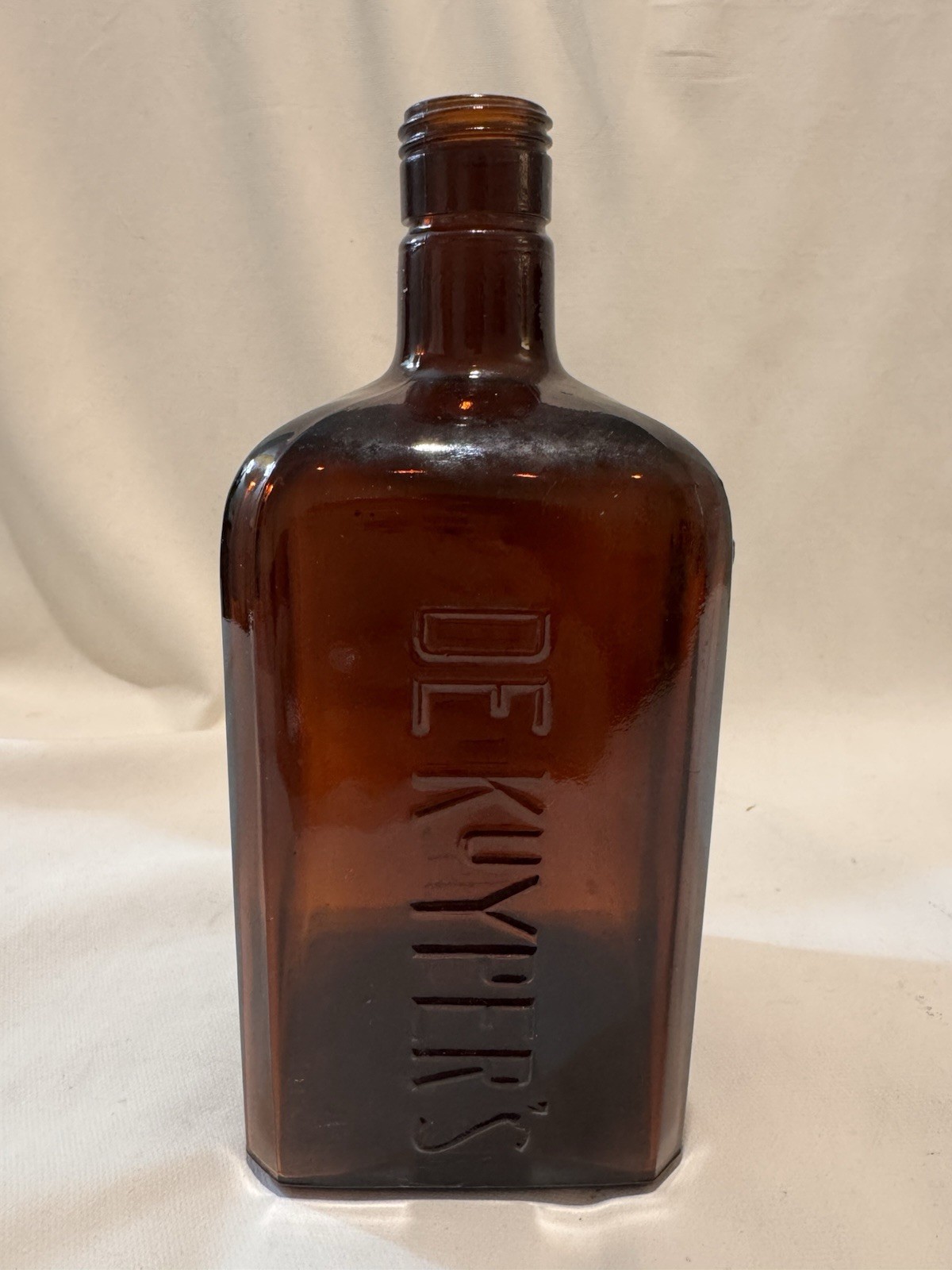 Vintage Prohibition Era DeKuypers Brown Amber Glass Liquor Bottle