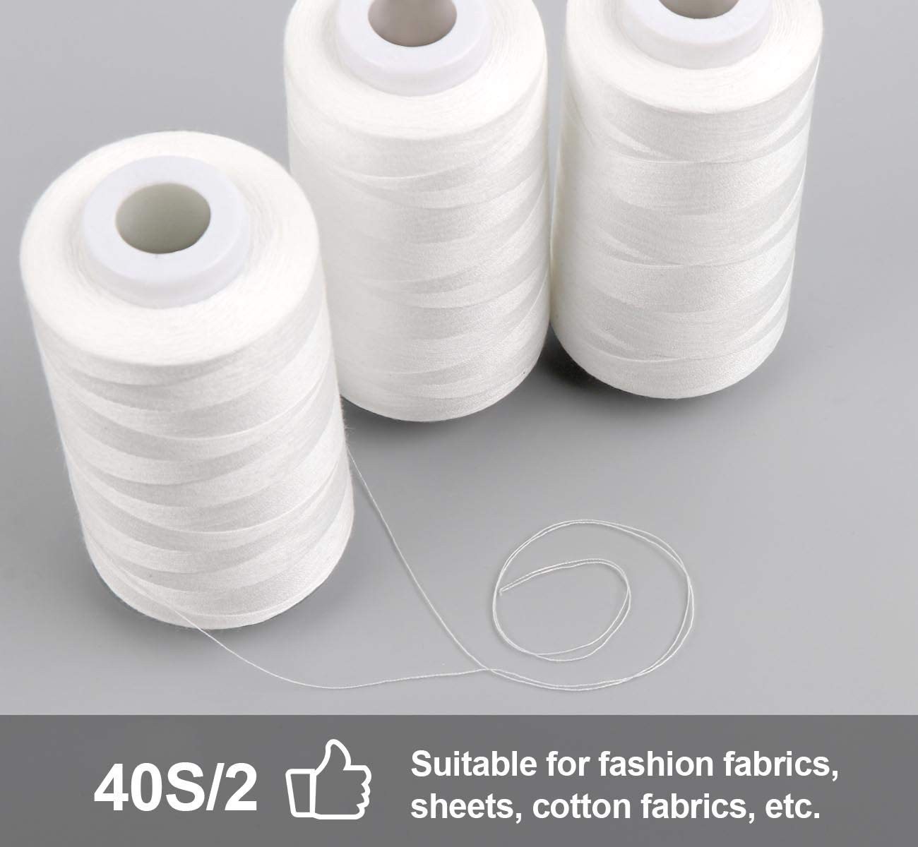 ilauke 4 x 3000 Yards Serger Thread Spools White Polyester Sewing Thread