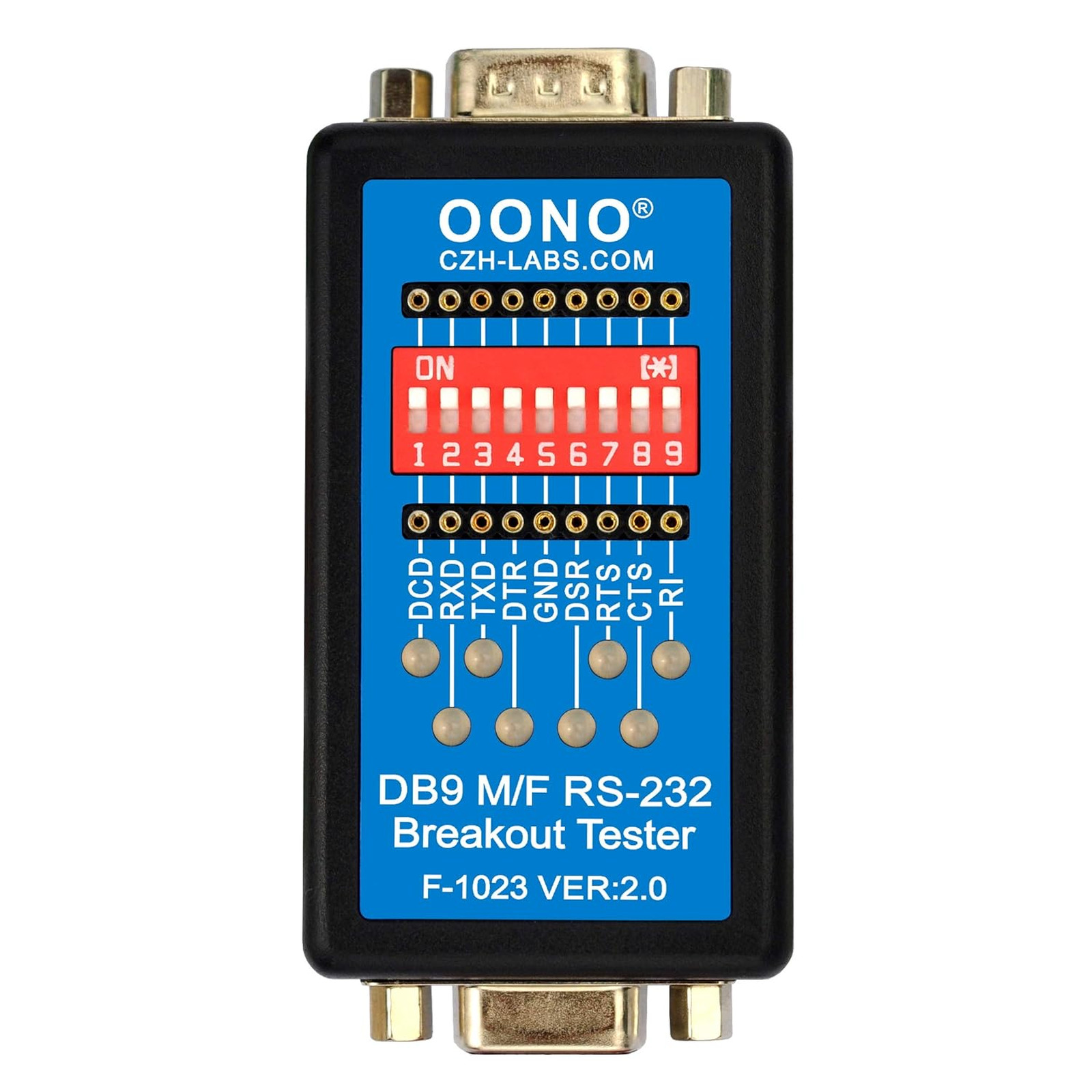 RS232 Breakout Tester LED Monitor, DB9 Male to Female Serial Cable Tester