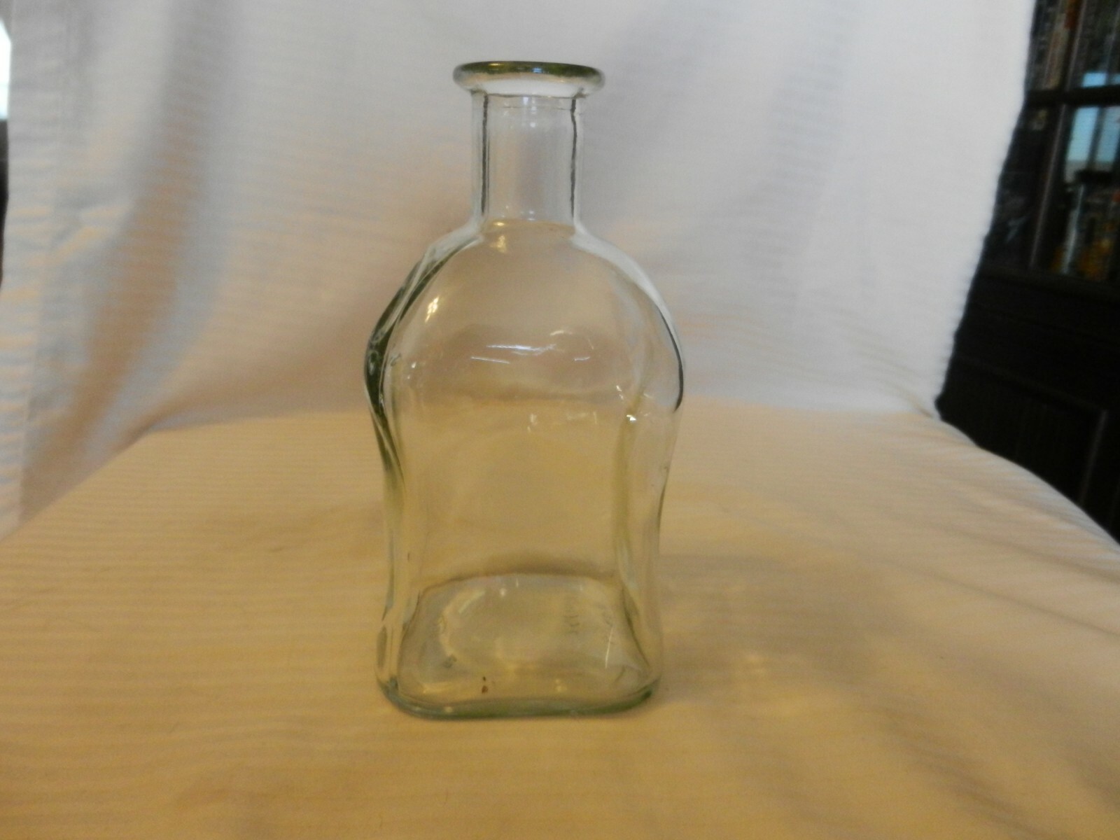 Vintage Clear Glass Square Bottle 750ml from UC Indented Glass Sides EMPTY