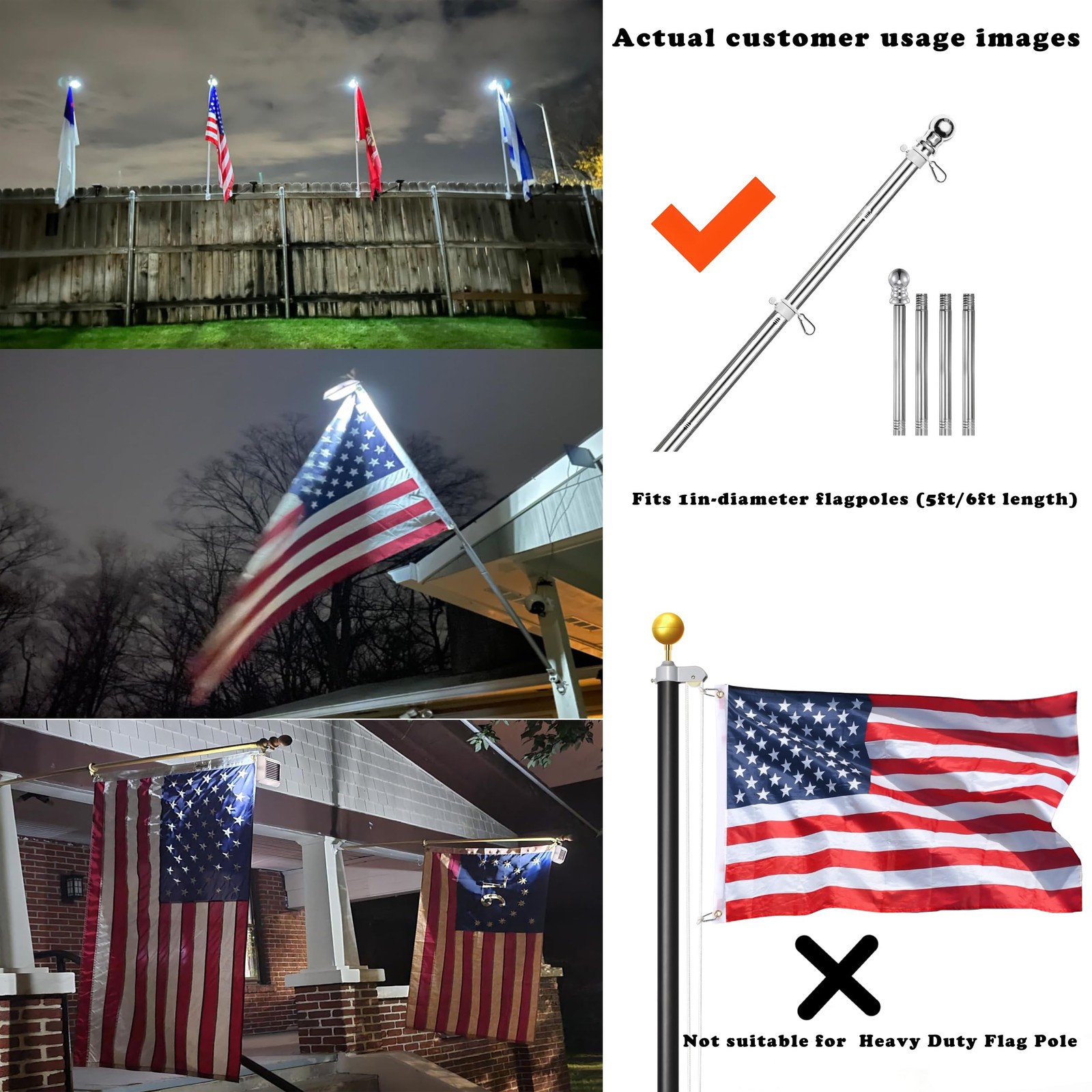 Solar Flag Pole Light, Bright White 6000k Flagpole Light Upgrade Solar Powere...