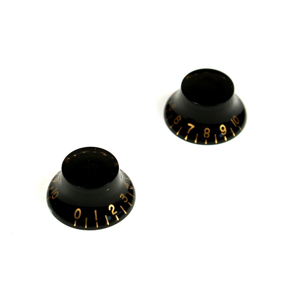 Set of 2 Top Hat Bell Style Guitar Speed Knobs -BLACK (A25)