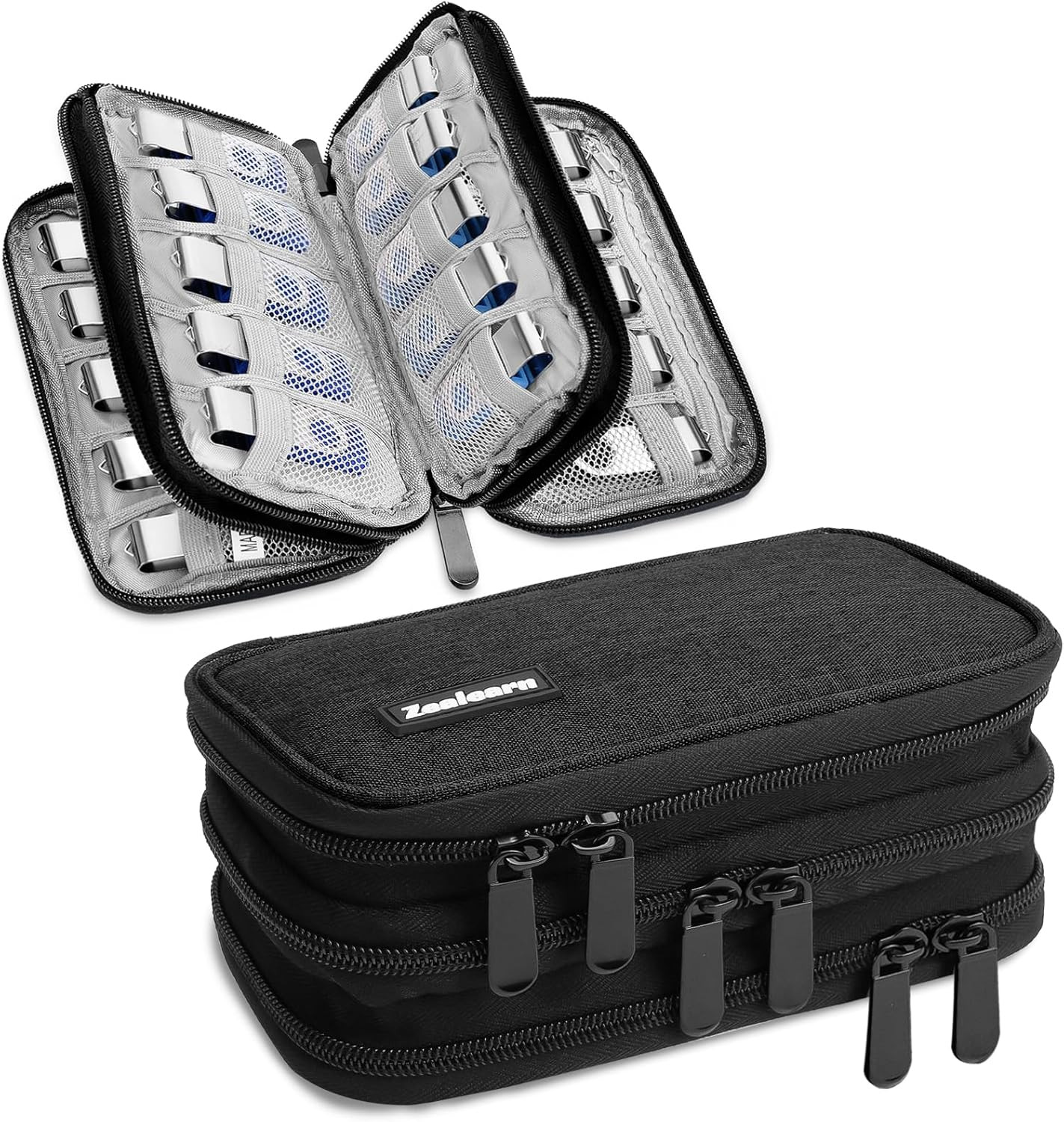 USB Flash Drive Case Organizer Holds 30 Pcs, Black Storage Case