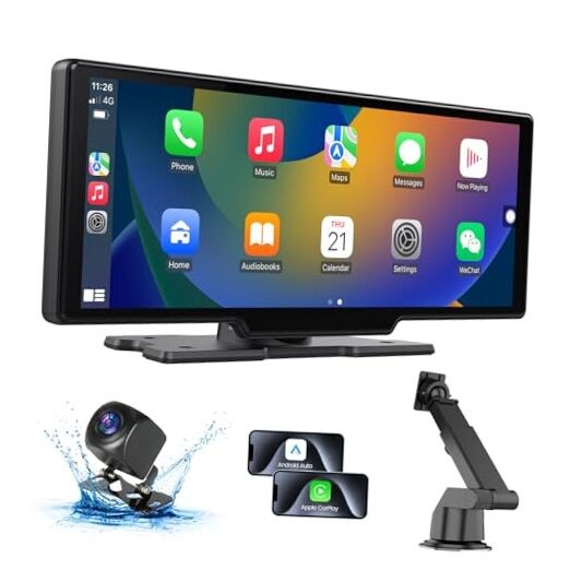 Portable Carplay Screen for Car Stereo, 10.26" HD Touch Screen with Android
