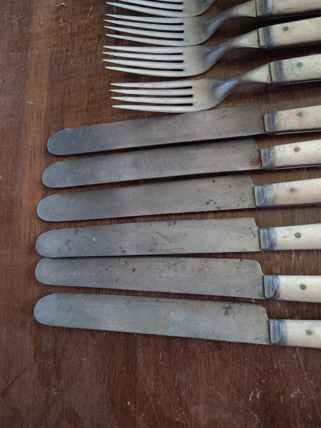 VTG Bone Handle Knife & Fork Set 12 Total Unbranded