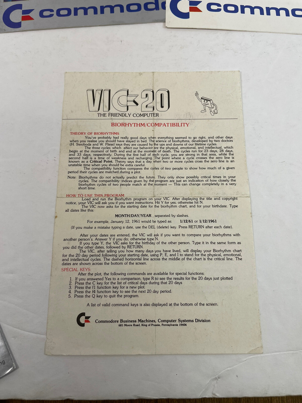 Commodore 64 + Vic20 Computer Software Instruction Manual Booklet Lot Manuals