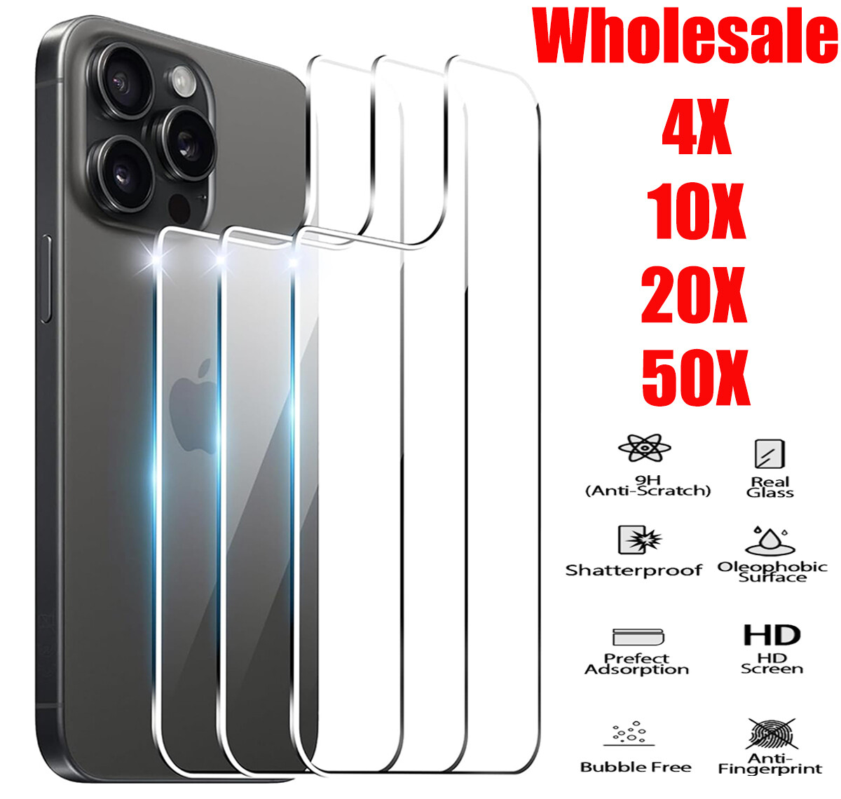 Lot Tempered Glass Back Rear Screen Protector For iPhone 17 17e 16 15 14 Pro Max