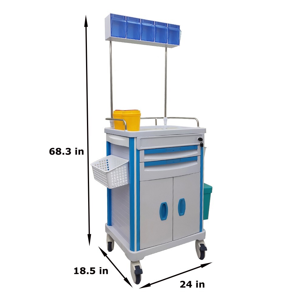 ABS Anesthesia Cart with Deluxe Accessory Package Drawer Pharmacy Medical