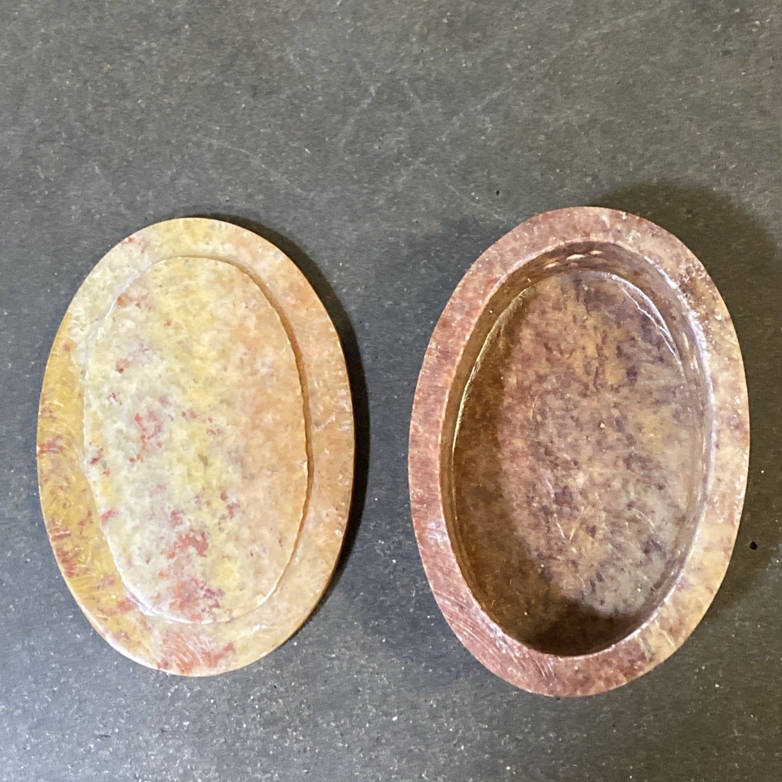 Stone Trinket Box with Inlaid Flowers