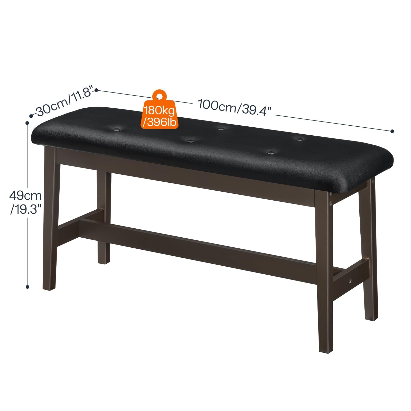 HOOBRO Dining Bench, Bamboo Dining Room Bench with PU Leather Upholstered Seat,