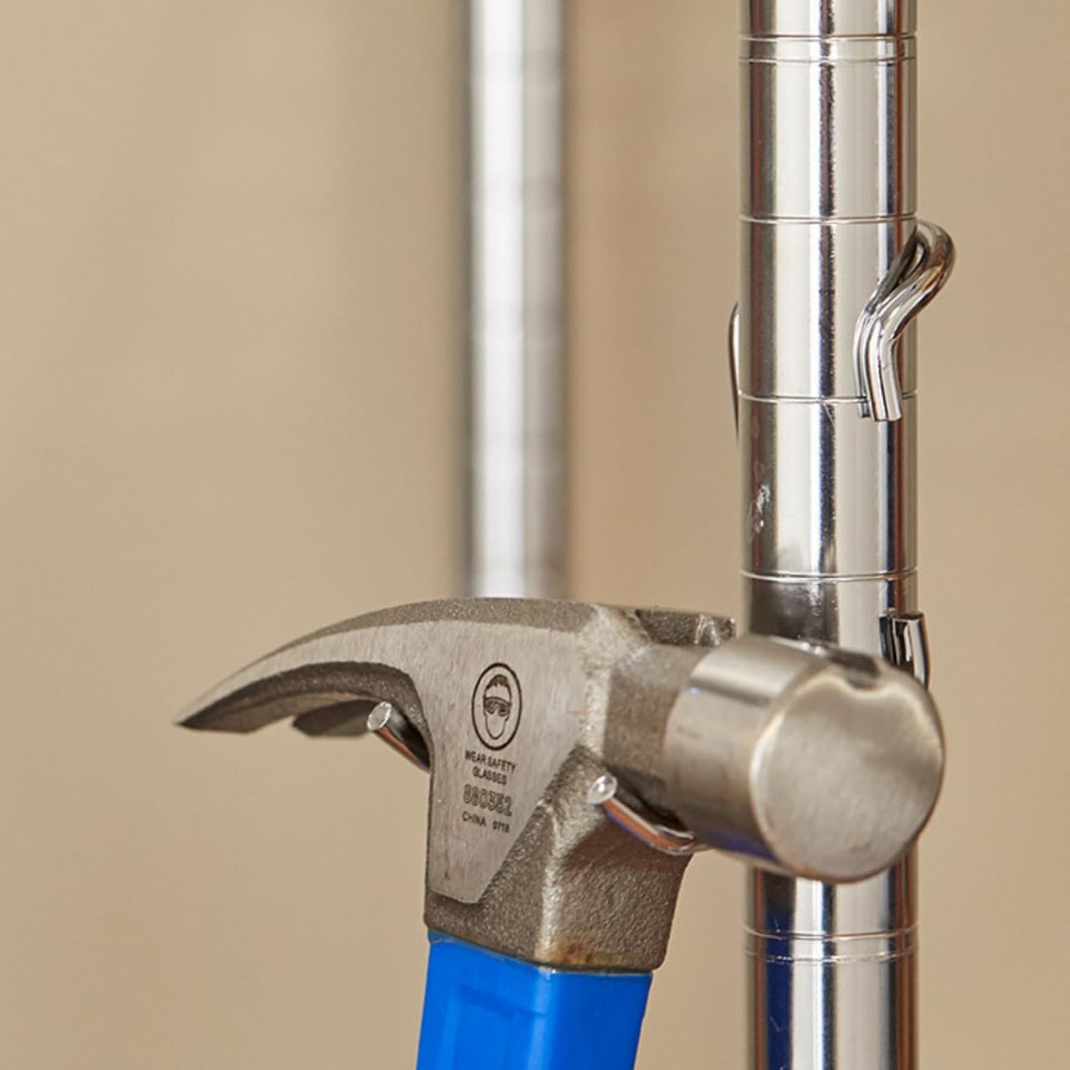 Shelf Pole Hooks 5 Pack | Chrome C-Hook for Hanging | Snap-On Hooks for 1 Inc...