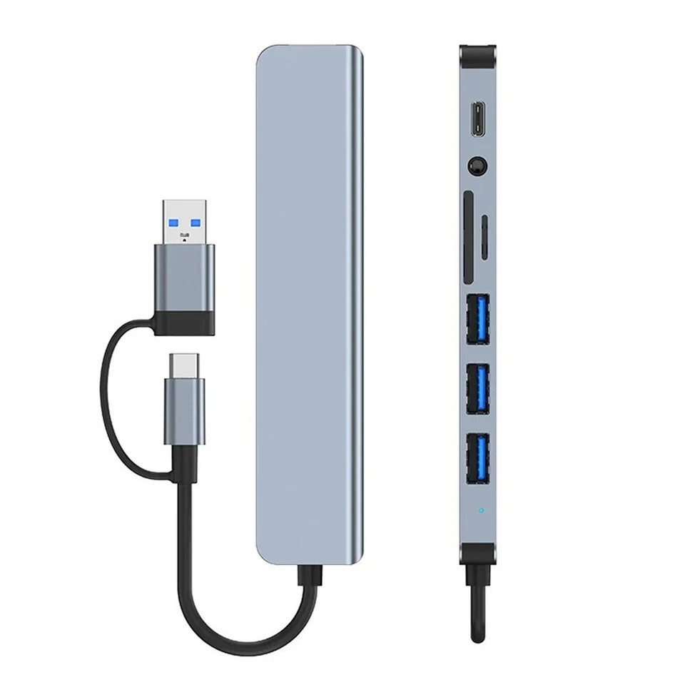 8 Port USB-C Hub Type Adapter 5G Speed Multi USB Splitter for PC Laptop Macbook