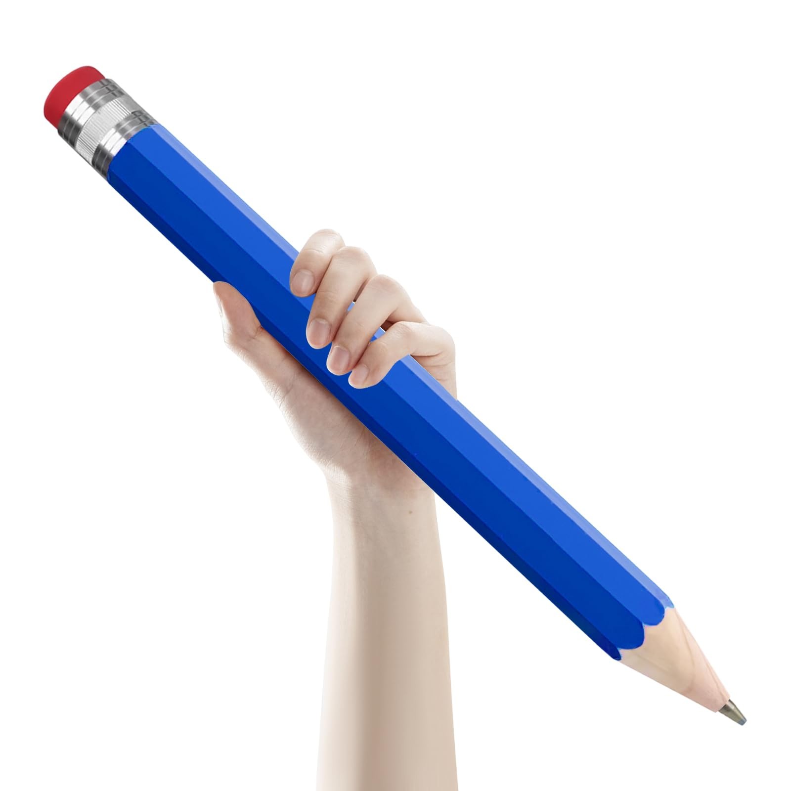 smrtcol 14in Wooden Giant Novelty Pencil Blue Cap Prop Decor Gift Jumbo School
