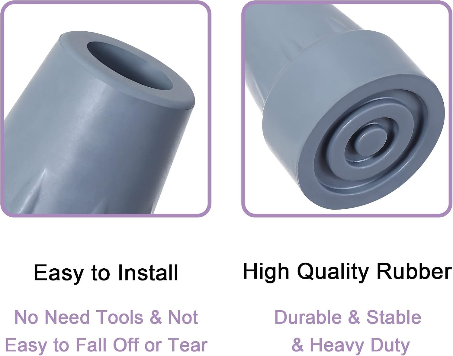 Effortless Installation: 7/8 Inch Gray Rubber Cane Tips – 2 Pack for Every Cane
